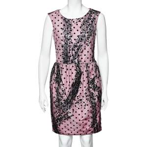 Moschino Couture Pink Printed Synthetic And Flocked Tulle Dress Extra Large