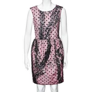 Moschino Couture Pink Printed Synthetic And Flocked Tulle Dress M