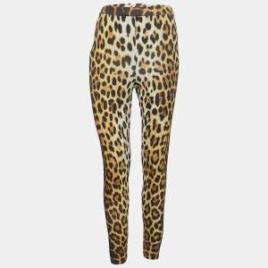 Moschino Couture Yellow Animal Print Knit Leggings M