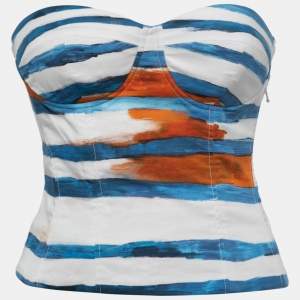Moschino Couture Multicolor Striped Cotton Bustier Top S