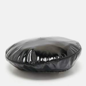 Moschino Couture Black Faux Leather Beret Hat M