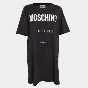 Moschino Couture Black Logo Print Jersey T-Shirt Dress M
