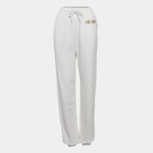 Moschino Couture White Logo Print Cotton Knit Joggers S