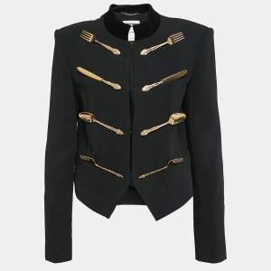 Moschino Couture Black Crepe Cutlery Detail Jacket L