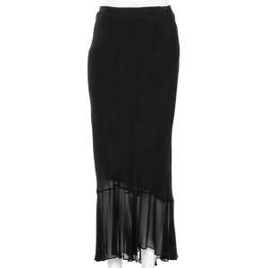 Moschino Couture Black Chiffon Flared Hem Maxi Skirt M