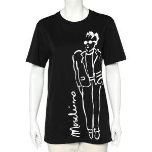 Moschino Couture Black Printed Cotton Crewneck T-Shirt L