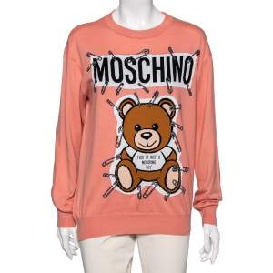 Moschino Couture Pink This is Not a Moschino Toy Intarsia Knit Sweater S