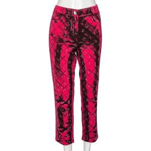 Moschino Couture Pink Printed Crepe Side Zip Detailed Trouser M
