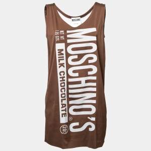 Moschino Couture Brown Logo Printed Dress M