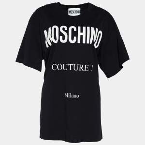 Moschino Couture Black Logo Print Cotton Oversized T-Shirt L