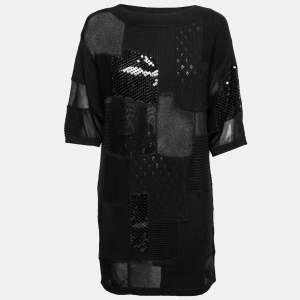 Moschino Couture Black Wool Patchwork Detail Knit Top M