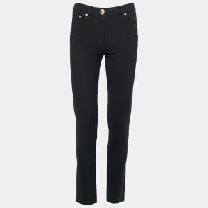 Moschino Couture Black Crepe Skinny-Leg Trousers S