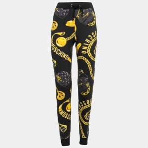 Moschino Couture Black Printed Stretch-Cotton Drawstring Pants S