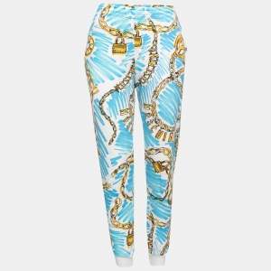 Moschino Couture Blue Chain Printed Cotton Joggers S