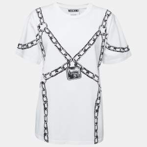 Moschino Couture White Cotton Chain Print Oversized T-Shirt XXS