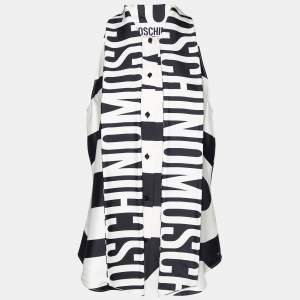 Moschino Couture Monochrome Printed Silk Neck Tie Detail Sleeveless Shirt M