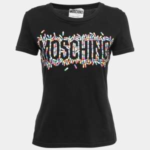 Moschino Couture Black Logo Printed Cotton Crew Neck T-Shirt M