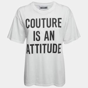 Moschino Couture White Cotton Graphic T-Shirt XXS