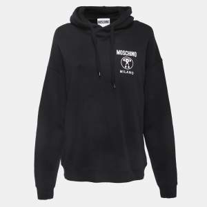 Moschino Couture Black Logo Print Cotton Hoodie L