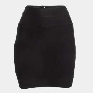 Pre Owned Herve Leger Black Bandage Knit Mini Skirt XS