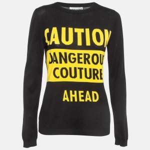 Moschino Couture Black Caution Print Cotton Sweatshirt M