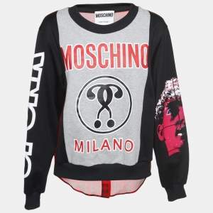 Moschino Couture Printed Cotton and Crepe Back Buttoned Sweatshirt M