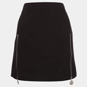 Moschino M05CHIN0 Jeans Black Stretch Crepe Zipper Detail Mini Skirt S