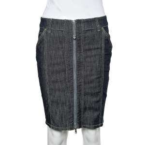 Moschino Jeans Navy Blue Zip Up Mini Skirt L