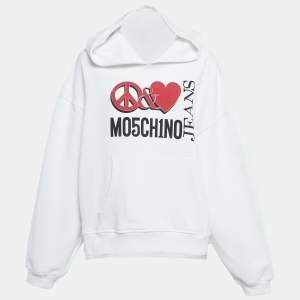 Moschino Mo5ch1no Jeans White Peace & Love Print Cotton Hoodie S