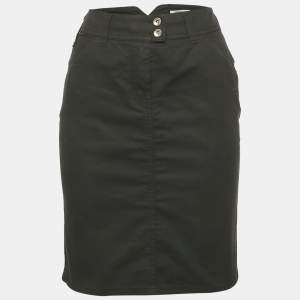 Pre Owned Moschino Jeans Black Cotton Logo Stud Detail Mini Skirt M