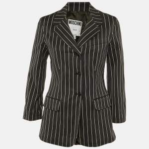 Pre Owned Moschino Jeans Black  Striped Cotton Blazer M