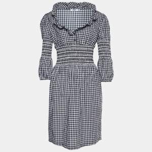 Moschino Jeans Monochrome Gingham Check Cotton Dress M