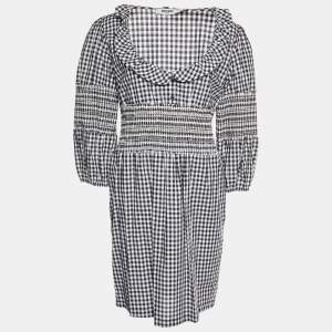 Moschino Jeans Monochrome Gingham Check Cotton Dress L