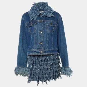 Moschino Jeans Blue Denim Frayed Detail Mini Dress & Jacket L