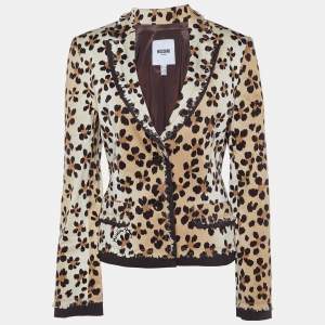 Moschino Jeans Brown/Beige Animal Printed Cotton Blazer M