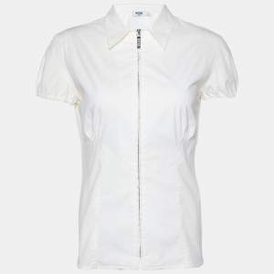 Moschino Jeans White Cotton Top & Checked Skirt Set M