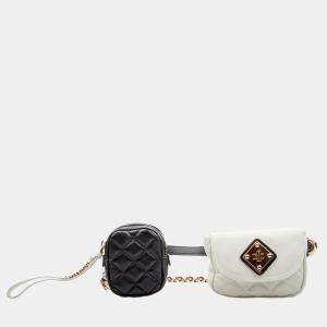 Moschino White/Black Leather Waist Belt Bag