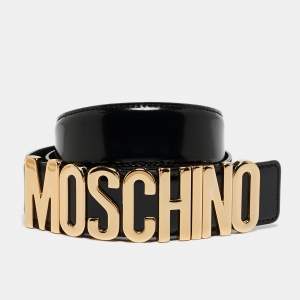 Moschino Black Leather Classic Logo Belt 95 CM