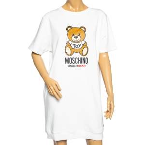 Moschino Underwear White Cotton Underbear Print Sweatshirt Dress L