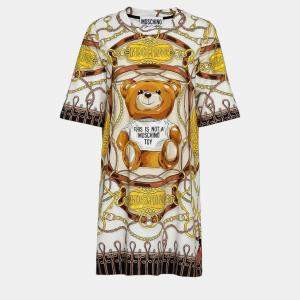 Moschino Multi Military Teddy Scarf Print Dress L