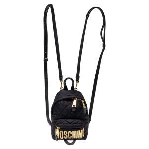 Pre Owned Moschino Black Quilted Nylon Mini Backpack