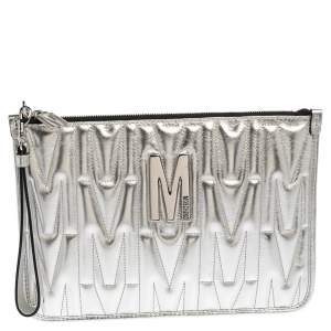 Moschino Silver Leather Pochette