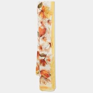 Moschino Larioseta Yellow  Floral Print Silk Stole 