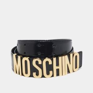 Moschino Black Leather Classic Logo Belt 85CM