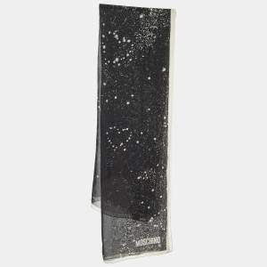 مملوكة مسبقًا Moschino Black Printed Silk Chiffon Scarf