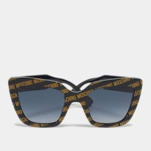 Pre Owned Moschino Black/Gold Gradient MOS148/S Logo Butterfly Sunglasses