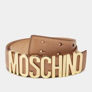 مملوكة مسبقًا Moschino Classic Logo Waist Belt Peach Leather