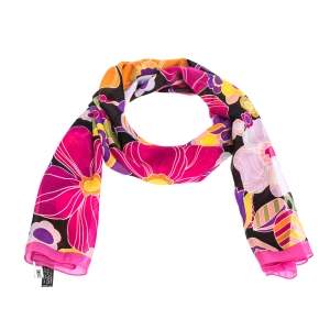 Moschino Multicolor Floral Printed Silk Stole 