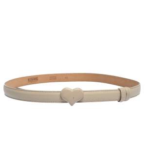 Moschino Ivory Leather Heart Buckle Belt 110CM