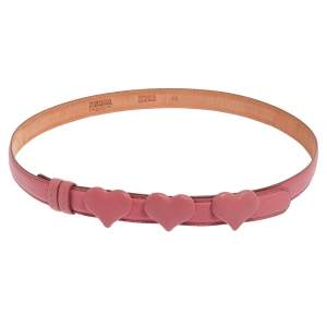 Moschino Pink Leather Heart Belt 110 CM